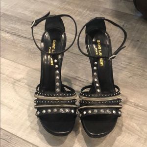 SAINT LAURENT PARIS- Platform studded heels.